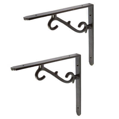 Hammer and Tongs Hammer & Tongs Scroll Iron Shelf BracketD205mmBlackPack Of 2 from B&Q