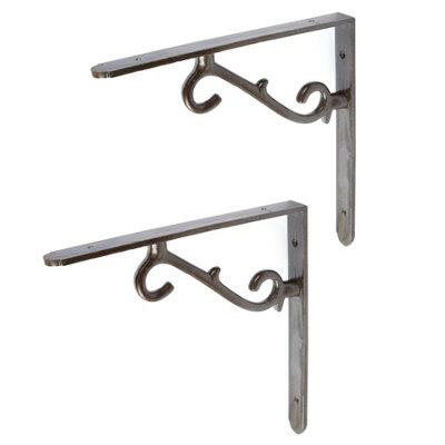 Hammer and Tongs Hammer & Tongs Scroll Iron Shelf BracketD205mmRawPack Of 2 from B&Q
