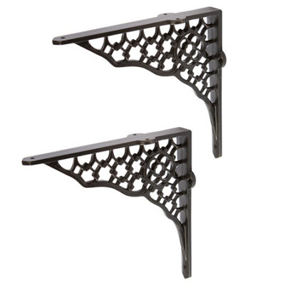 Hammer and Tongs Hammer & Tongs Honeycomb Iron Shelf BracketD205mmBlackPack Of 2 from B&Q