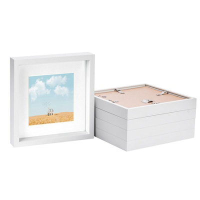 Nicola Spring 10 X 10" Photo FramesWhite Mount 3D Photo Frame Picture Frame Box Portrait Display Case & Spacer (53 X 53Cm) X5 from B&Q