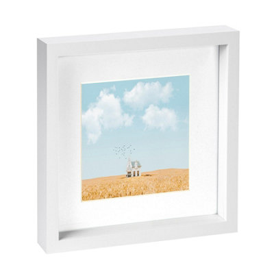 Nicola Spring 10" X 10" 3D Box Photo Frame - 6" X 6" Mount - White