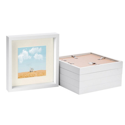 B&Q -  10 X 10" Photo FramesIvory Mount 3D Photo Frame Picture Frame Box Portrait Display Case & Spacer 6 X 6" Mount X5