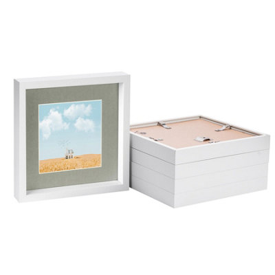 Nicola Spring Grey X 10" Photo Frames - Mount 3D Photo Frame Picture Frame Box Portrait Display Case & Spacer (53 X 53Cm) X5 Size 10
