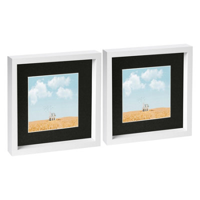 Nicola Spring 10 X 10" Photo FramesBlack Mount 3D Photo Frame Picture Frame Box Portrait Display Case & Spacer 6 X 6" Mount X2 from B&Q
