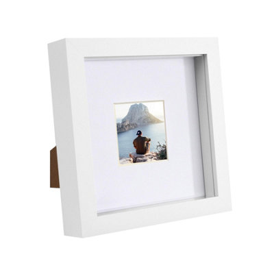 Nicola Spring 6" X 6" White 3D Box Photo Frame2" X 2" MountWhite from B&Q