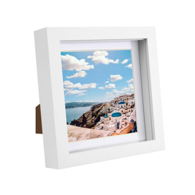 Nicola Spring 6" X 6" White 3D Box Photo Frame4" X 4" MountWhite from B&Q