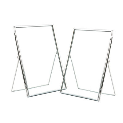 Nicola Spring Standing Metal Photo Frames6" X 8"SilverPicture Frame Freestanding Frame Display Poster FrameSet Of 2 from B&Q