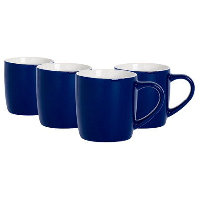 Argon Tableware 350Ml Coloured Coffee MugsNavySet Of 4Gloss Ceramic Stoneware Latte Cappuccino Cups Hot Chocolate Cups from B&Q