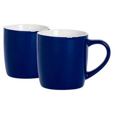 Argon Tableware 350Ml Coloured Coffee MugsNavySet Of 2Gloss Ceramic Stoneware Latte Cappuccino Cups Hot Chocolate Cups from B&Q