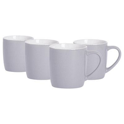 Argon Tableware 350Ml Coloured Coffee MugsGreySet Of 4Gloss Ceramic Stoneware Latte Cappuccino Cups Hot Chocolate Cups from B&Q
