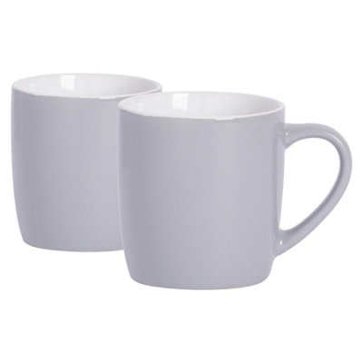 Argon Tableware 350Ml Coloured Coffee MugsGreySet Of 2Gloss Ceramic Stoneware Latte Cappuccino Cups Hot Chocolate Cups from B&Q