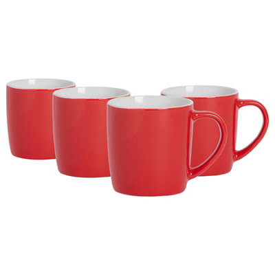 Argon Tableware 350Ml Coloured Coffee MugsRedSet Of 4Gloss Ceramic Stoneware Latte Cappuccino Cups Hot Chocolate Cups from B&Q