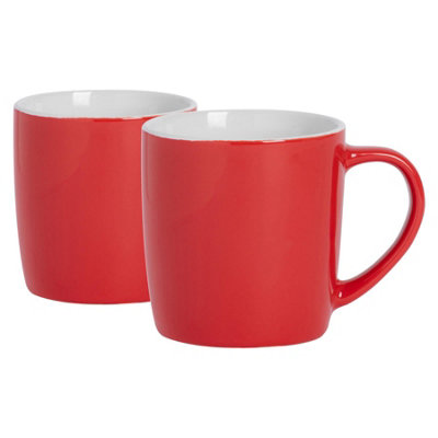 Argon Tableware 350Ml Coloured Coffee MugsRedSet Of 2Gloss Ceramic Stoneware Latte Cappuccino Cups Hot Chocolate Cups from B&Q