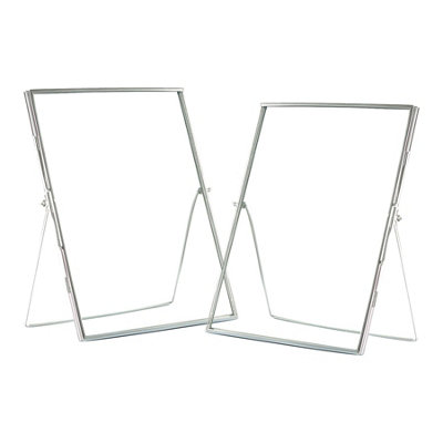 Nicola Spring 2X Standing Metal Photo Frames - 8" X 10" - Picture Frame Freestanding Frame Display Poster Frame Silver