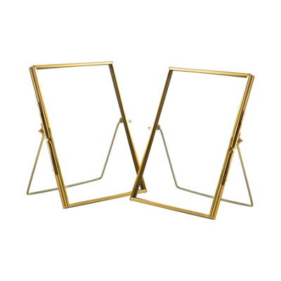 Nicola Spring Standing Metal Photo Frames5" X 7"GoldPicture Frame Freestanding Frame Display Poster FrameSet Of 2 from B&Q