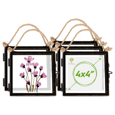 Nicola Spring 5X Hanging Metal Photo Frames4" X 4"BlackPicture Frame Wall Mounted Frame With Rope from B&Q