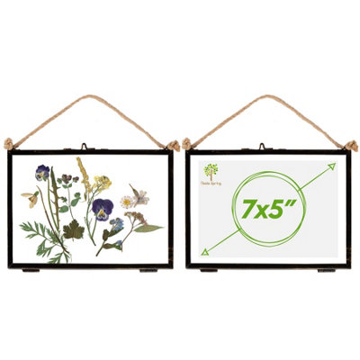 Nicola Spring 2X Hanging Metal Photo Frames7" X 5"BlackPicture Frame Wall Mounted Frame With Rope from B&Q