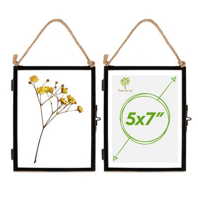 Nicola Spring 2X Hanging Metal Photo Frames5" X 7"BlackPicture Frame Wall Mounted Frame With Rope from B&Q