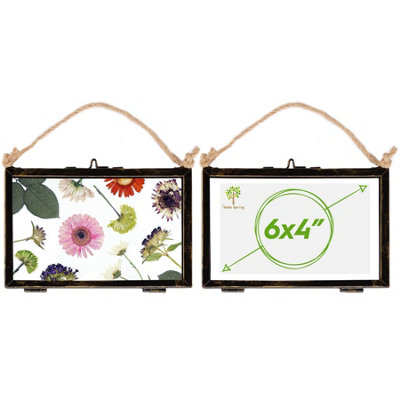 Nicola Spring 2X Hanging Metal Photo Frames6" X 4"BlackPicture Frame Wall Mounted Frame With Rope from B&Q