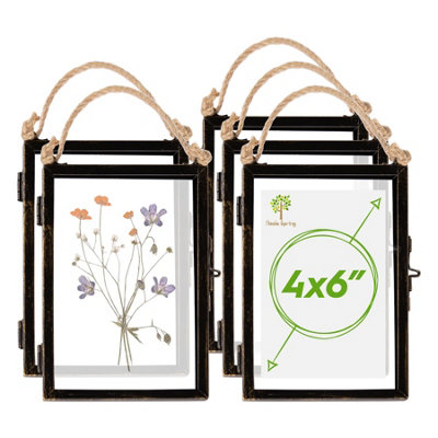 Nicola Spring 5X Hanging Metal Photo Frames4" X 6"BlackPicture Frame Wall Mounted Frame With Rope from B&Q