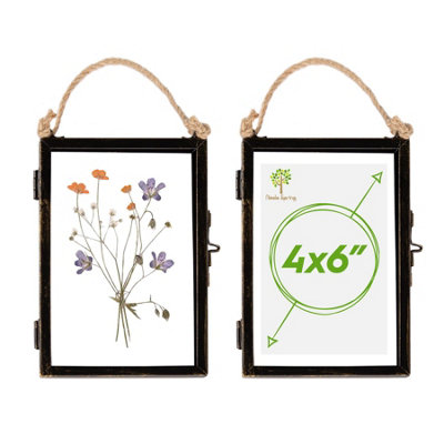 Nicola Spring 2X Hanging Metal Photo Frames4" X 6"BlackPicture Frame Wall Mounted Frame With Rope from B&Q