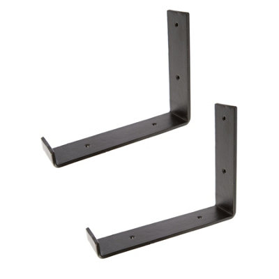 Hammer and Tongs Hammer & Tongs Scaffold Board Iron Shelf BracketD235mmBlackPack Of 2 from B&Q