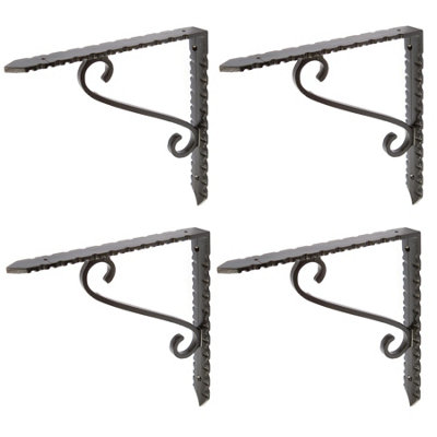 Hammer And Tongs Hammer & Tongs Notched Scroll Iron Shelf Bracket - D205mm - Pack Of 4 Black