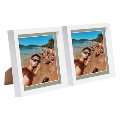 Nicola Spring Grey X 8" Photo Frames - Mount 3D Photo Frame Picture Frame Box Portrait Display Case & Spacer (22.5 X 22.5Cm) X2 Size 8
