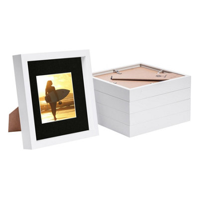 Nicola Spring 8 X 8" Photo FramesBlack Mount 3D Photo Frame Picture Frame Box Portrait Display Case & Spacer (4 X 4" Mount) X5 from B&Q