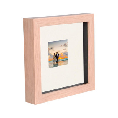 Nicola Spring 6" X 6" 3D Box Photo Frame2" X 2" MountLight Brown/ivory from B&Q