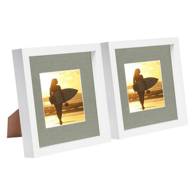 Nicola Spring Grey X 8" Photo Frames - Mount 3D Photo Frame Picture Frame Box Portrait Display Case & Spacer (22.5 X 22.5Cm) X2 Size 8