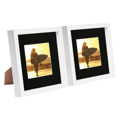 Nicola Spring 8 X 8" Photo FramesBlack Mount 3D Photo Frame Picture Frame Box Portrait Display Case & Spacer (4 X 4" Mount) X2 from B&Q