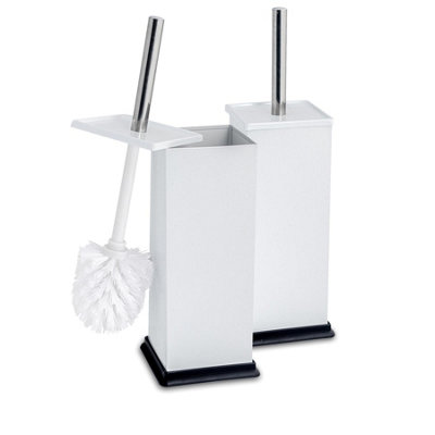 Harbour Housewares Unisex White 2X Square Toilet Brushes With Holder - Non Slip Cleaning Brush Set In - Image 5