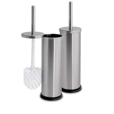 Harbour Housewares 2X Brushed Toilet Brushes With HolderRound Brush With Non Slip Base Rust Resistant Toilet Cleaning Brush Set from B&Q