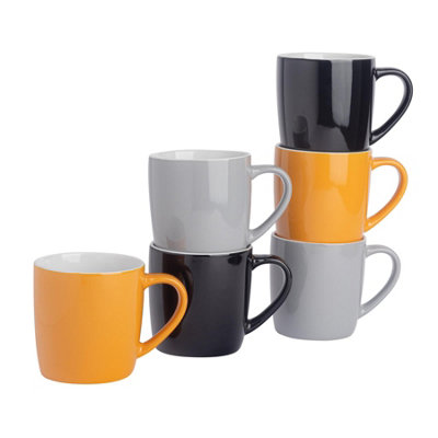 B&Q -  350Ml Coloured Coffee Mugs SetScandi 1Gloss Stoneware Latte Cappuccino Cups Hot Chocolate Cups