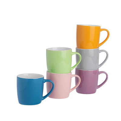 B&Q -  350Ml Coloured Coffee Mugs SetSummer MeadowGloss Stoneware Latte Cappuccino Cups Hot Chocolate Cups