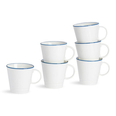 Nicola Spring 270Ml Farmhouse TeacupsSet Of 6 Porcelain Tea Cups Rustic Cottage Drinkware With Rolled Rim & Comfort Handle from B&Q