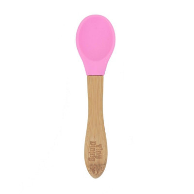 Tiny Dining Bamboo Silicone Tip SpoonPinkChildren's Baby Toddler Soft Curved Feeding Weaning Spoon from B&Q