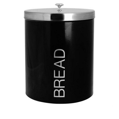 Harbour Housewares Metal Bread BinBlackRound Retro Bread Tin Canister Storage Jar Kitchen Caddy Food Storage Box Container from B&Q