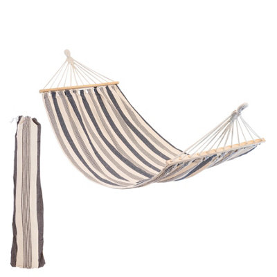Harbour Housewares Garden Hammock With Spreader BarsNavy Stripe from B&Q
