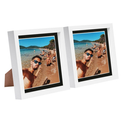 Nicola Spring 8 X 8" Photo FramesBlack Mount 3D Photo Frame Picture Frame Box Portrait Display Case & Spacer (6 X 6" Mount) X2 from B&Q