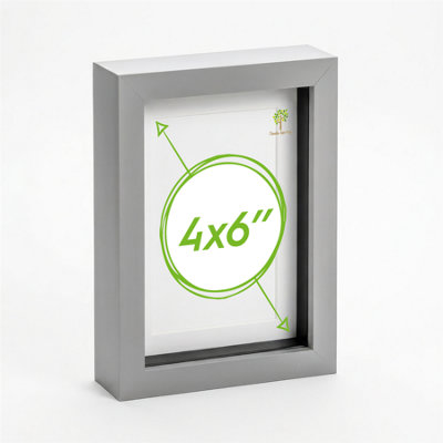 Nicola Spring 4 X 6" Photo FrameGrey3D Photo Frame Picture Frame Box Portrait Display Case (17.5 X 12.5Cm) from B&Q