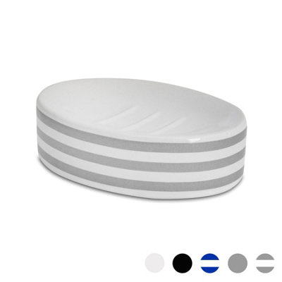 Harbour Housewares Ceramic Soap DishGrey Stripe from B&Q