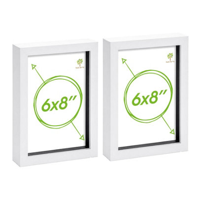 Nicola Spring White A5 (6 X 8") Photo Frames - 3D Photo Frame Picture Frame Box Portrait Display Case (23.5 X 17Cm) Set Of 2 Size 6