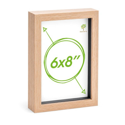 Nicola Spring Light A5 (6 X 8") Photo Frame - Wood - 3D Photo Frame Picture Frame Box Portrait Display Case (23.5 X 17Cm) Size 6
