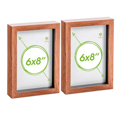 Nicola Spring 3D Box Photo Frames - A5 (6 X 8") - Wood - Pack Of 2 Dark