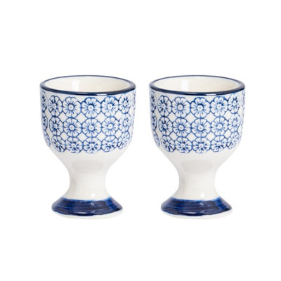 Nicola Spring Hand-Printed Egg Cups5.5CmNavyPack Of 2 from B&Q