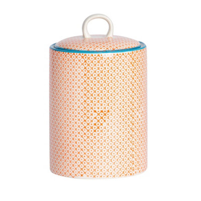 Nicola Spring Hand-Printed Kitchen Canister - 15.5Cm - Orange