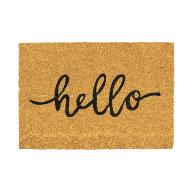 Nicola Spring Coir Door Mat60 X 40CmHelloIndoor Outdoor Floor Mat Dirt Trapper Rug Non Slip Backing Doormat from B&Q