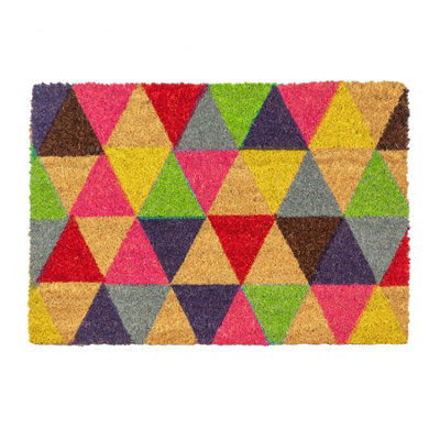 Nicola Spring Coir Door Mat90 X 60CmTrianglesIndoor Outdoor Floor Mat Dirt Trapper Rug Non Slip Backing Doormat from B&Q